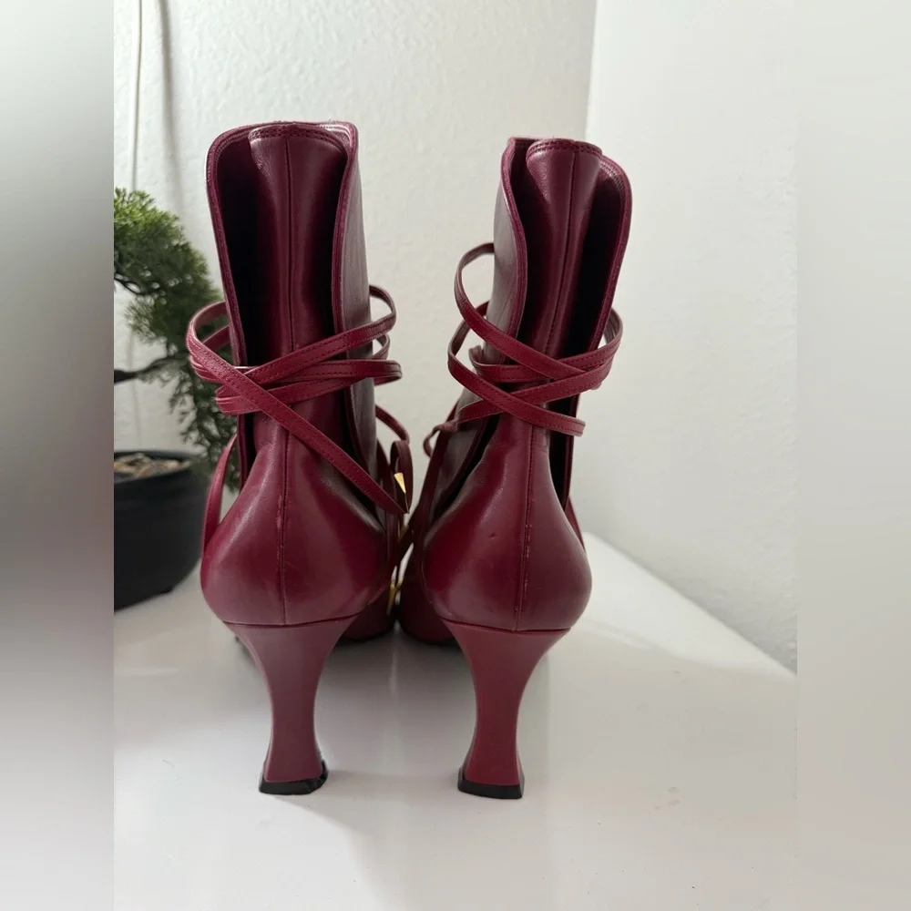 Versace Red Heeled Boots - Picture 6 of 10